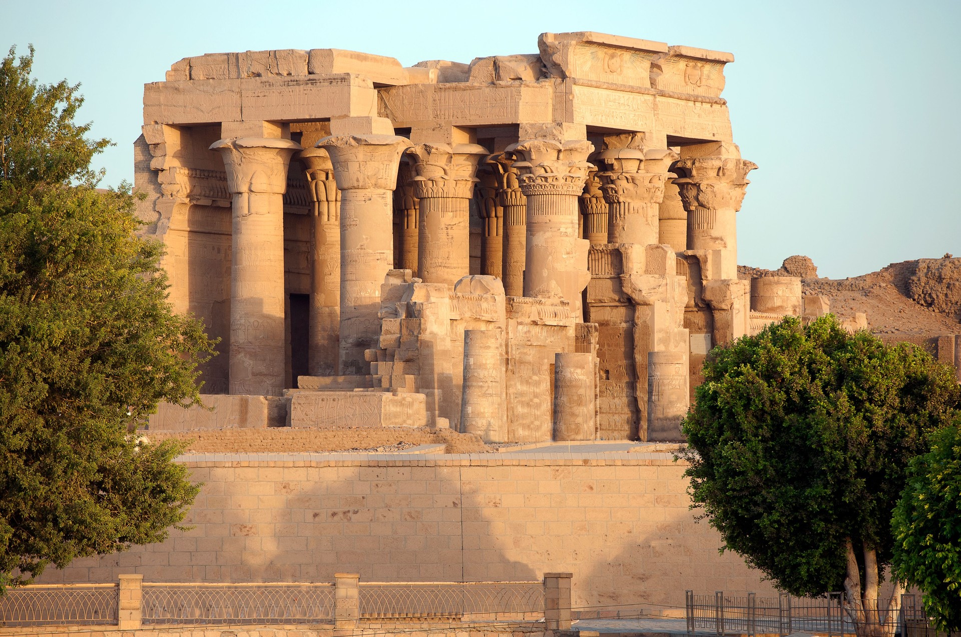 Main pillared temple of the Double temple of Kom Ombo, Aswan governate, River Nile, Egypt.